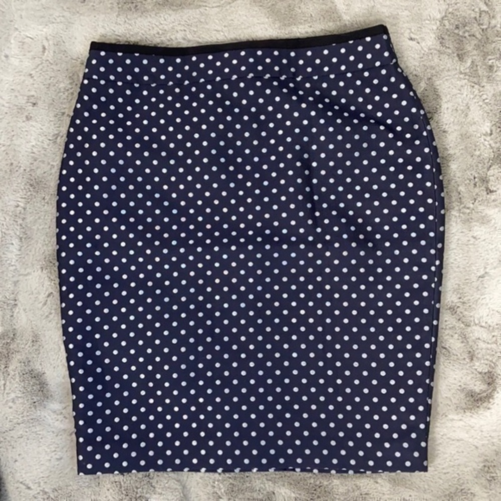 ANN TAYLOR Polka Dot Skirt Navy Size 12 Lined